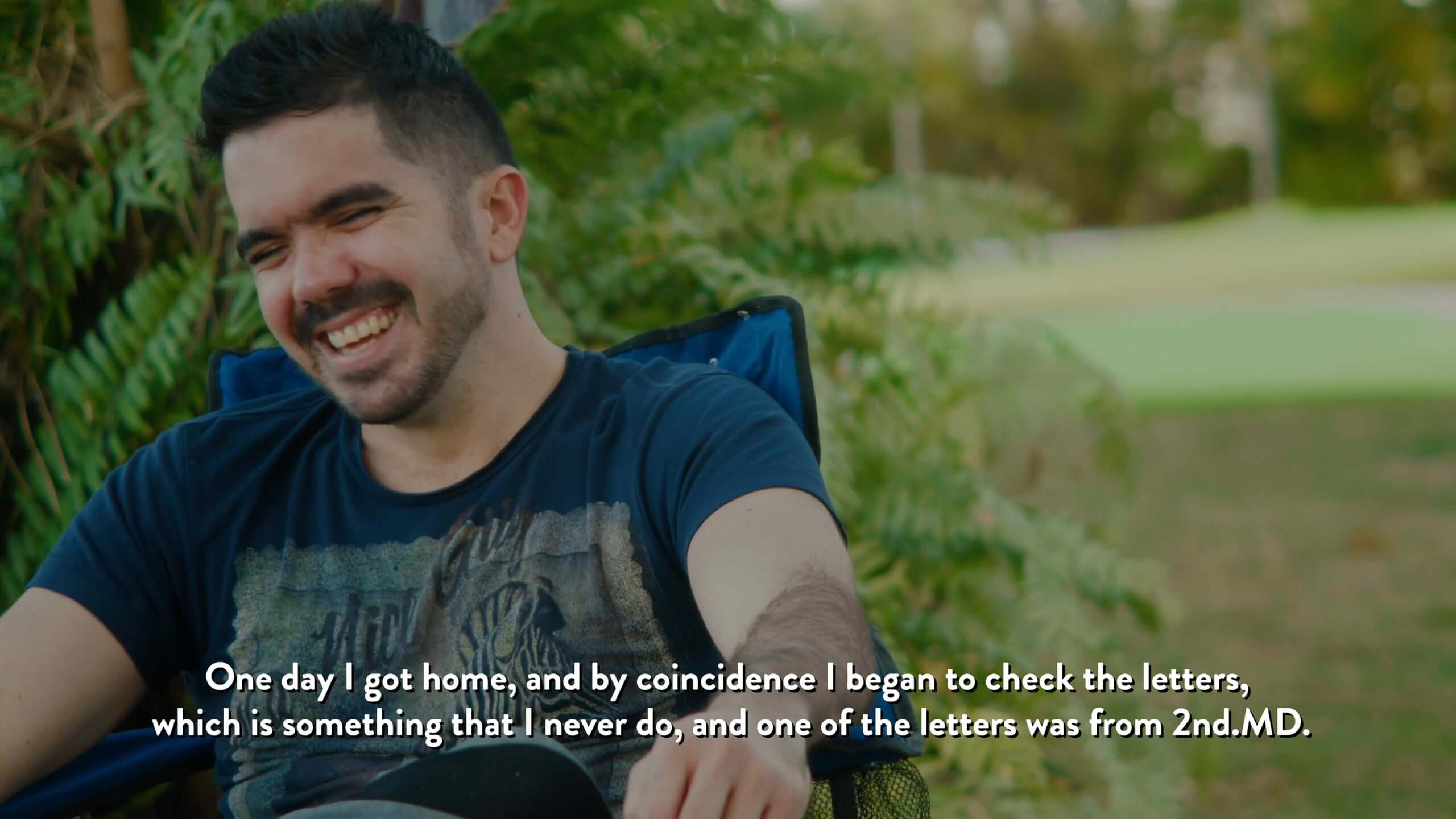 Image od Dany telling his story and experience with 2nd.MD